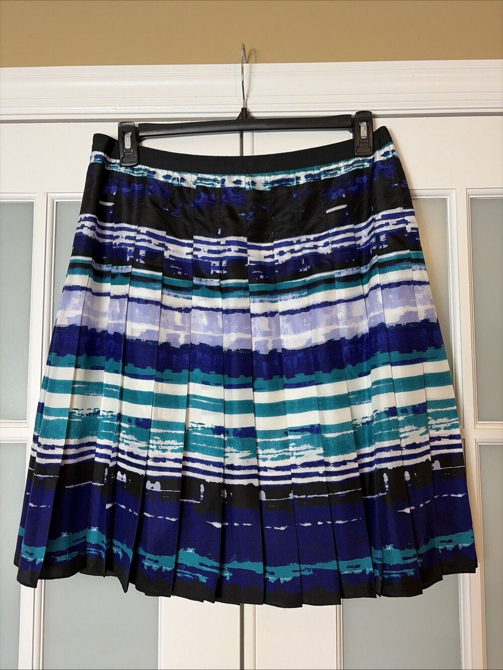 Carlisle Silk Skirt Lined Pleated Purple Black Teal